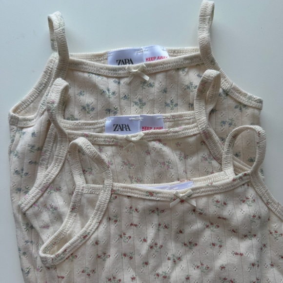 Zara 3-pack floral pointelle tank top under shirts t-shirts 3 years multi - Picture 2 of 5